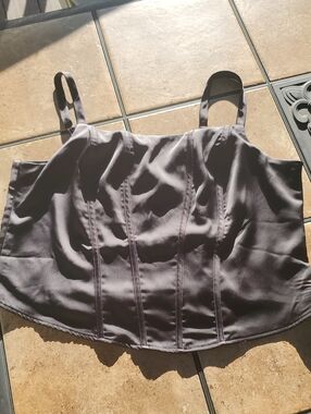 Torrid Black Satin Coset Tank Top Stretch Back